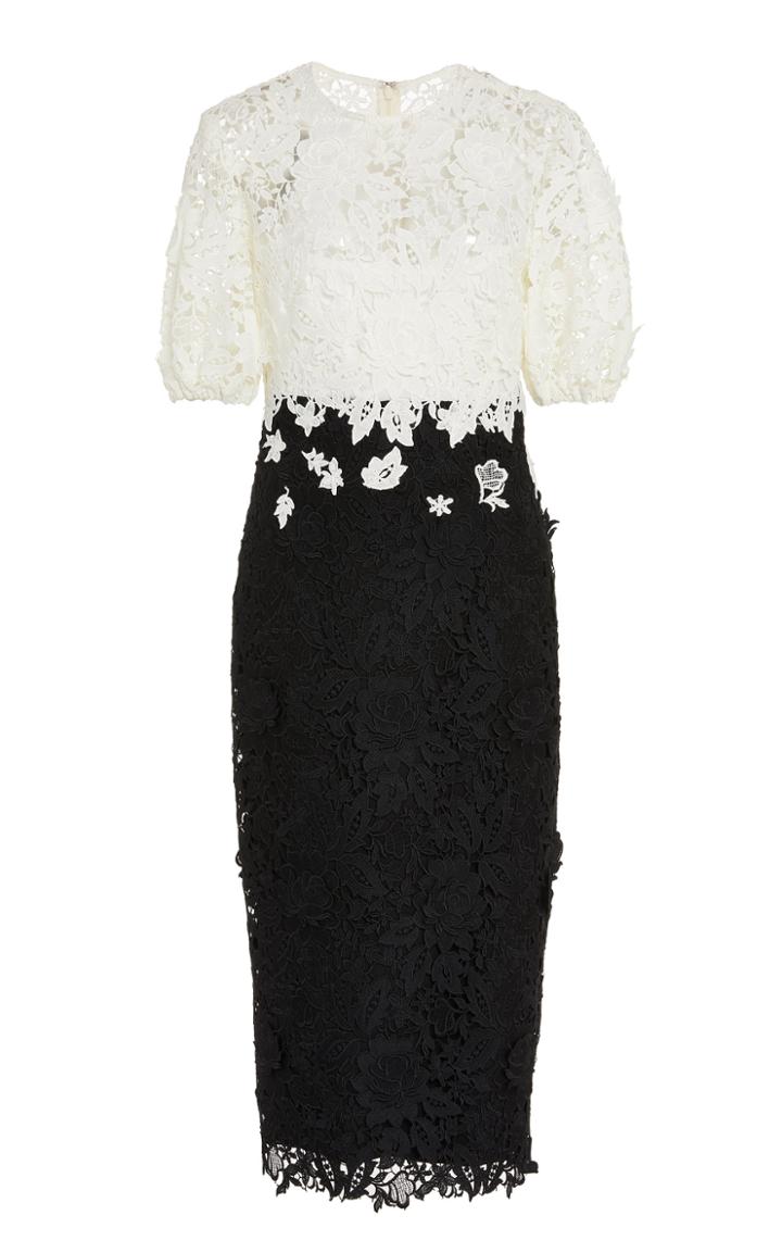 Lela Rose Two-tone Guipure Lace Dress