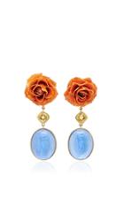Bahina Rose And Blue Venetian Glass Earrings