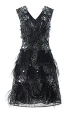 Pamella Roland Swirling Sequin Ostrich Feather Mini Dress