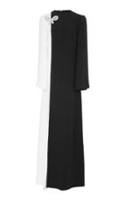 Reem Acra Color Block Silk Long Sleeve Gown