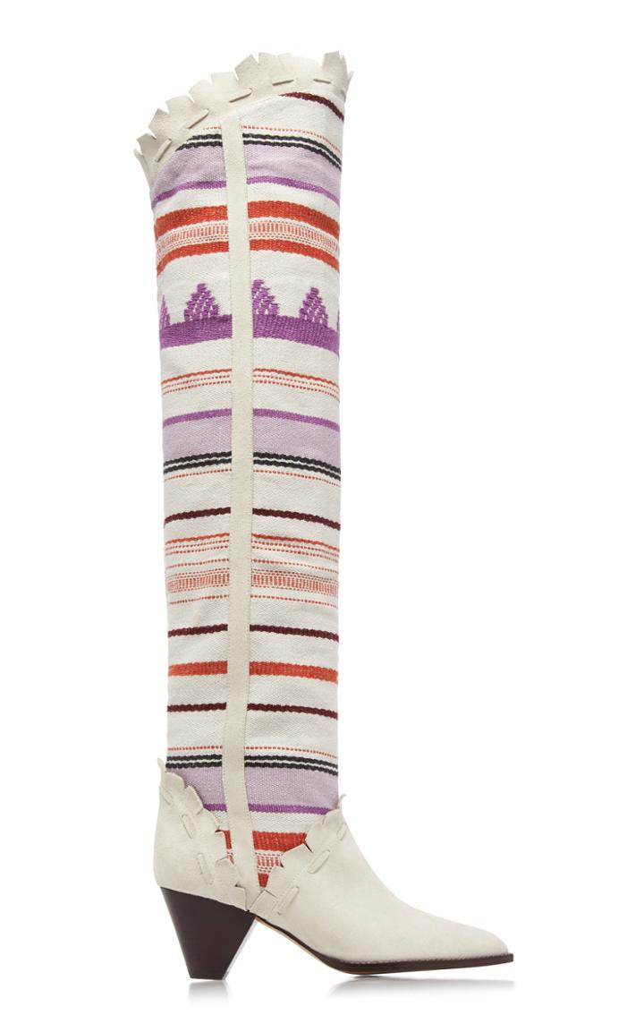 Moda Operandi Isabel Marant Luiz Striped Over The Knee Boots Size: 36
