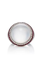 Susan Foster 18k White Gold Ruby And Diamond Moonstone Ring