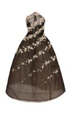 Moda Operandi Oscar De La Renta Floral Embroidered Tulle Gown Size: 2
