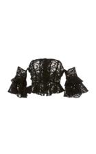 Lein Wool Lace Button Crop Top
