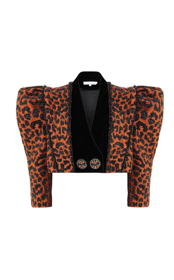 Moda Operandi Raisa Vanessa Embellished Jacquard Cropped Jacket