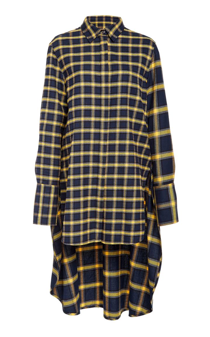Monse High-low Plaid Cotton Shirt