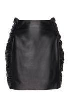Zeynep Aray Ruched Leather Mini Skirt
