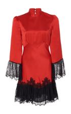 Saloni Corinne B Scarlet Silk Mini Dress