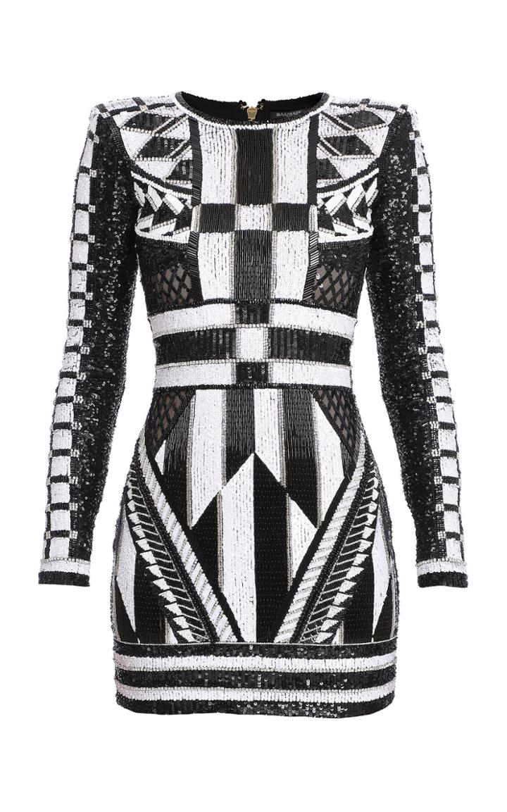 Balmain Sequined Embroidered Mini Dress