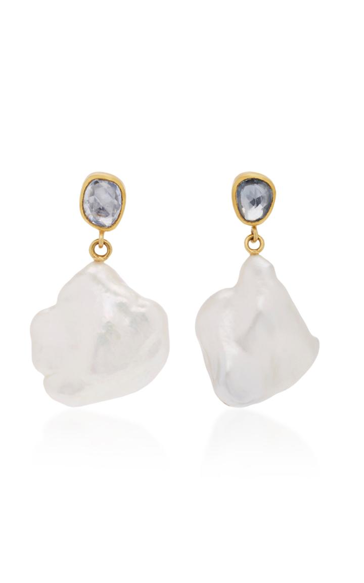 Mallary Marks Apple & Eve 18k Gold, Sapphire And Pearl Earrings