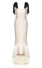 Rachel Gilbert Addie Velvet-trimmed Satin Dress