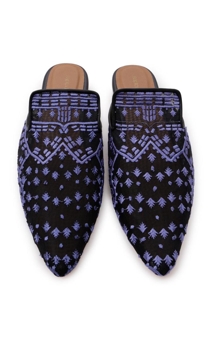 Saptodjojokartiko Navy Embroidered Mule