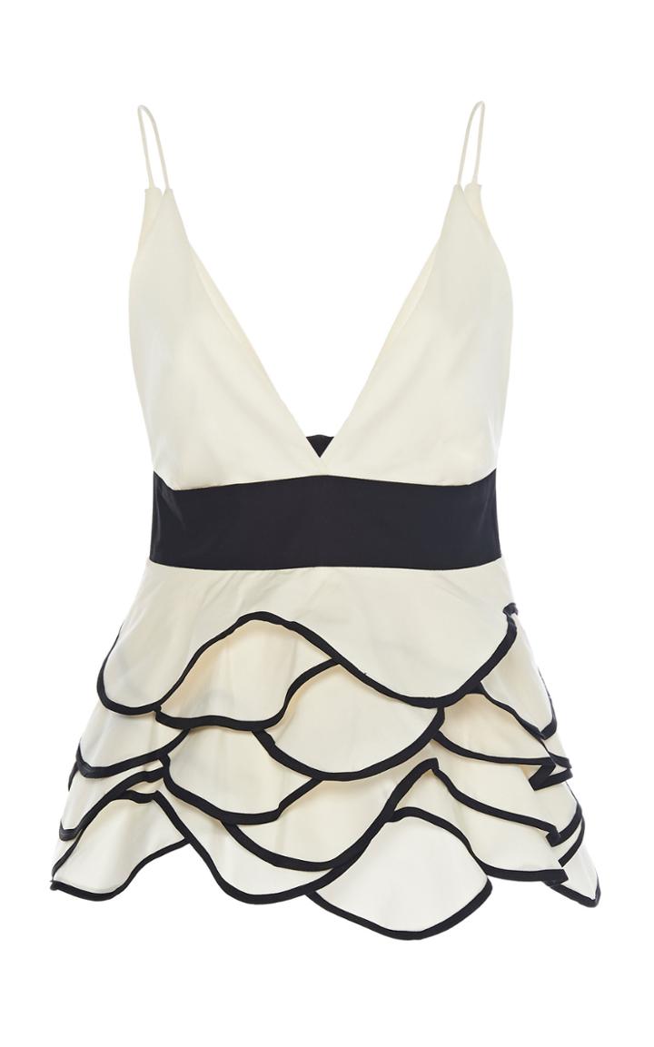 Leal Daccarett Cornelia Striped Satin Peplum Blouse