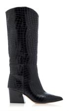 Tibi Logan Croc-embossed Leather Boots