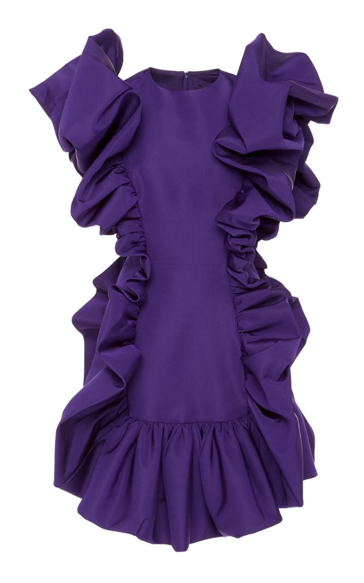 Christian Siriano Ruffled Silk Satin Dress