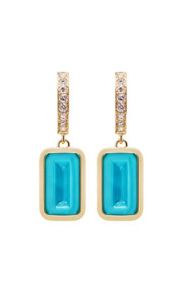 Alina Abegg Pfefferminz Turquoise, Diamond 14k Yellow Gold Hoop Earrin