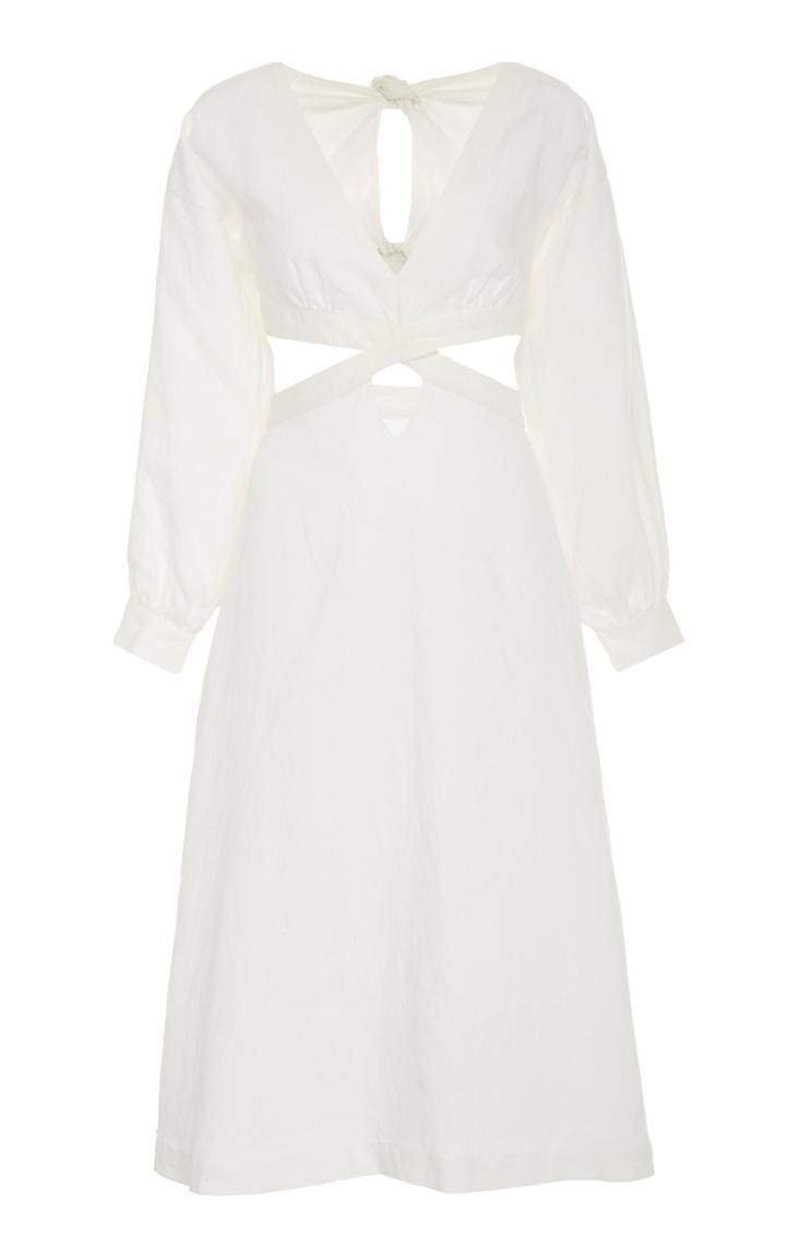 Ephemera Cutout Linen Midi Dress