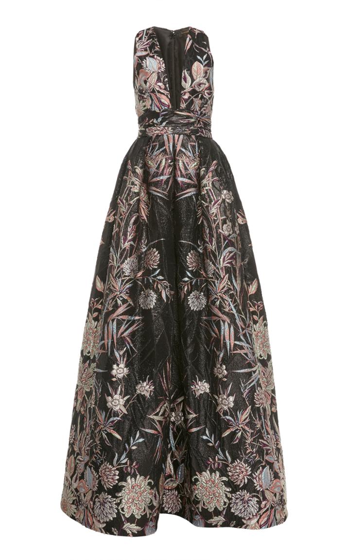 Zuhair Murad Floral Brocade Fil Coupe Gown