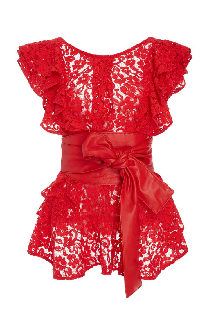 Marissa Webb Melodie Lace & Leather Blouse