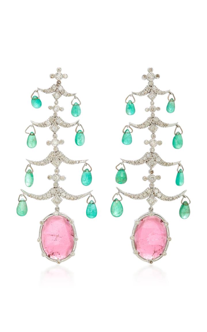 Amrapali One-of-a-kind Diamond Emerald And Tourmaline Drop Earrings
