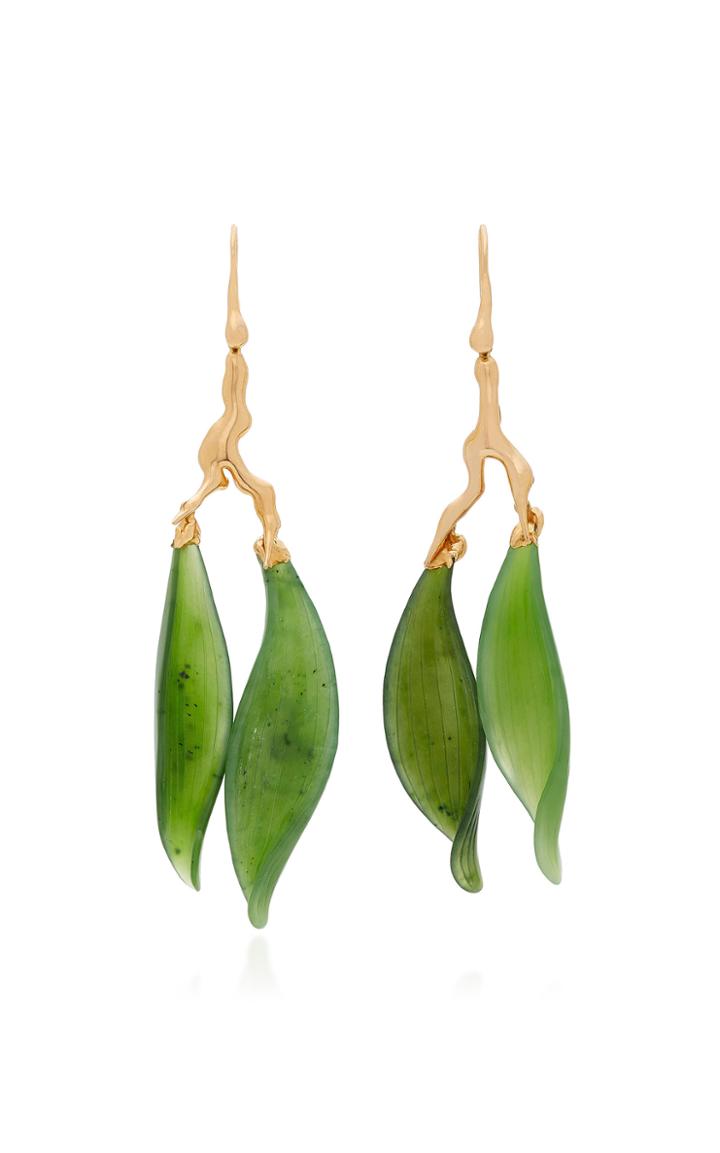 Lucifer Vir Honestus Jade Leaf Earrings