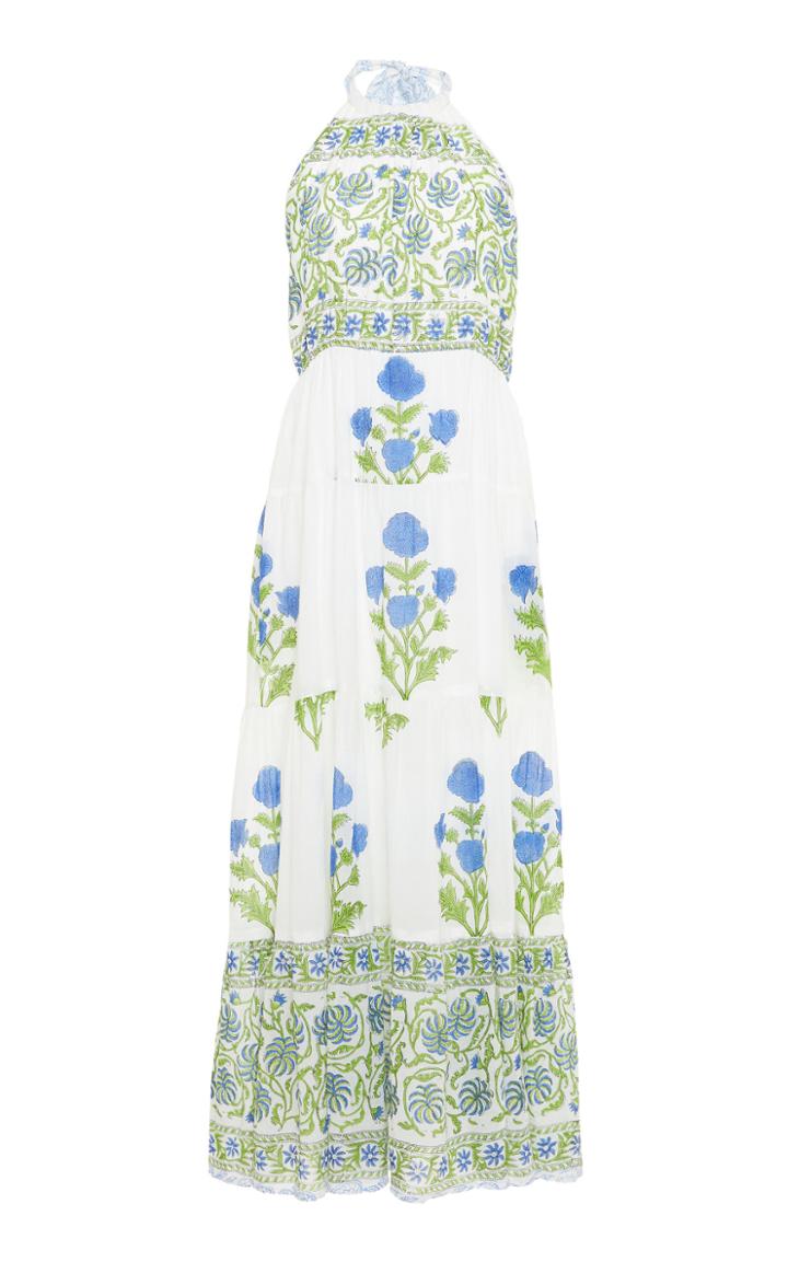 Juliet Dunn Printed Cotton Halter Dress