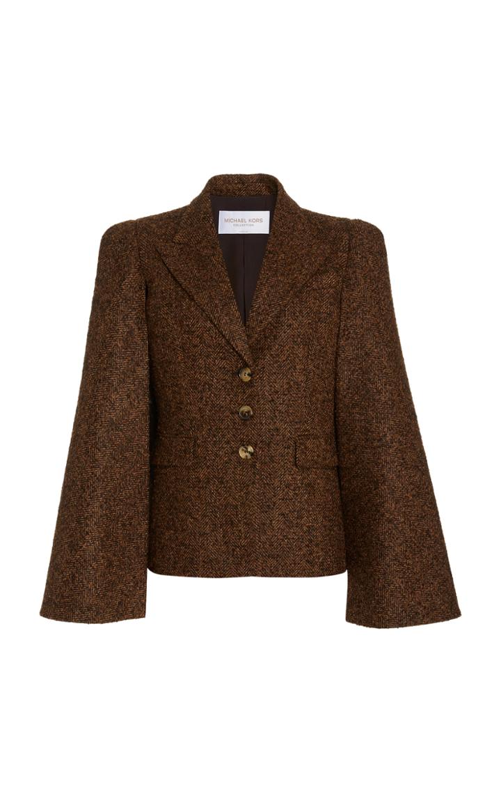 Moda Operandi Michael Kors Collection Caped Herringbone Tweed Blazer