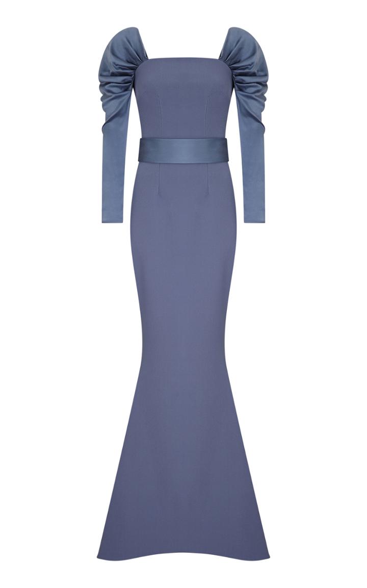 Moda Operandi Safiyaa Farrah Satin-detailed Heavy Crepe Gown