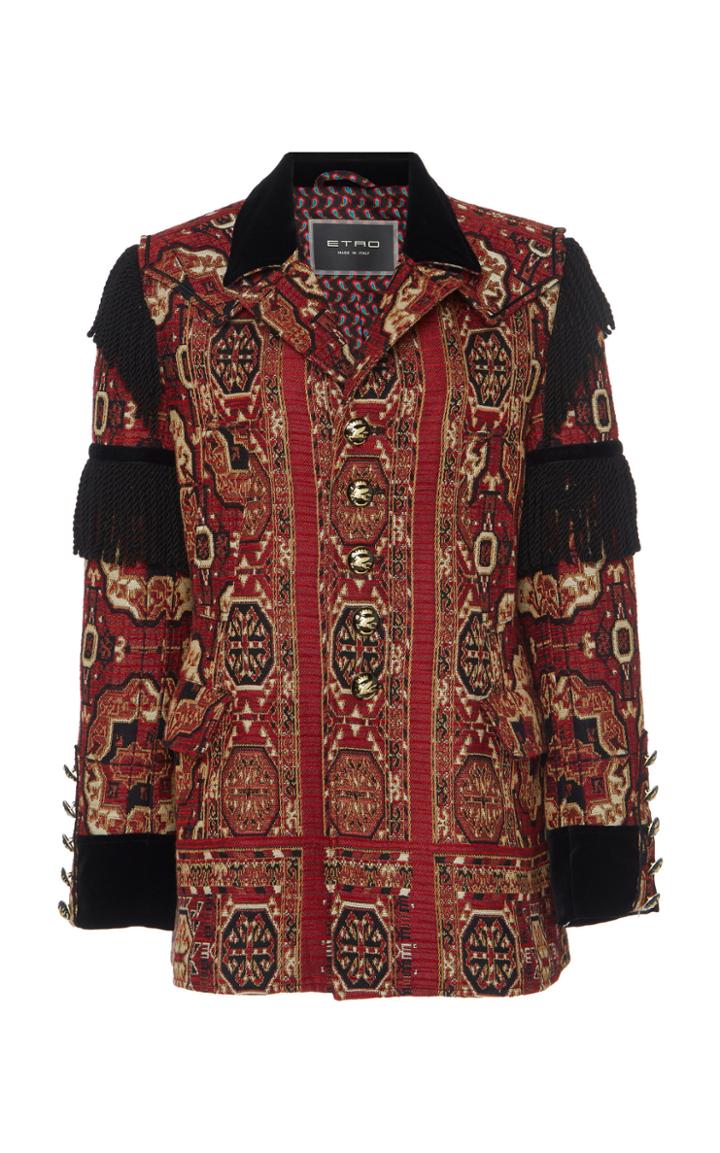Etro Fringe-trimmed Paisley Jacquard Blazer