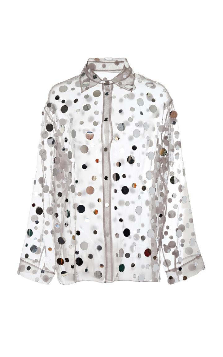 Rosie Assoulin Sequined Button-up Silk Top
