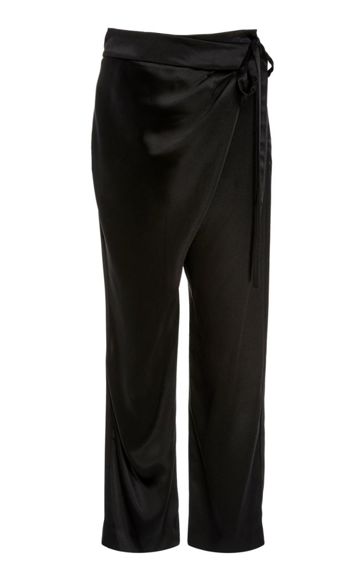Oscar De La Renta Straight-leg Silk Drape-front Pants