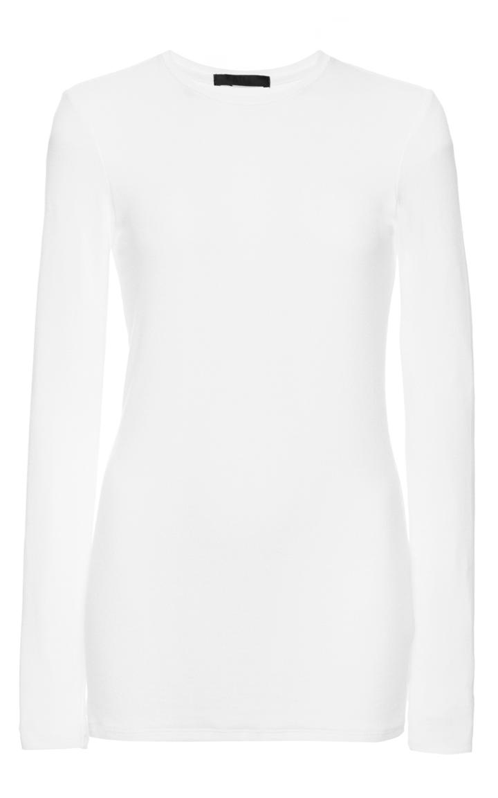 Atm White Long Sleeved Crew Neck Shirt