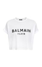 Balmain Cropped Cotton Logo T-shirt