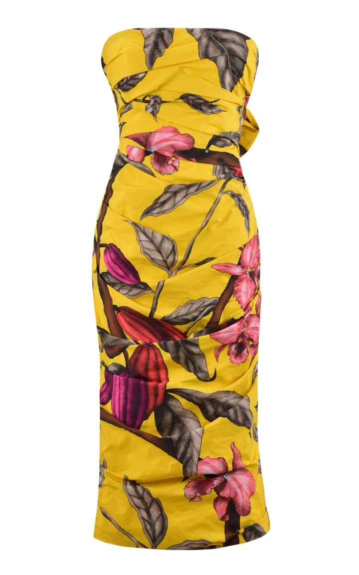 Moda Operandi Johanna Ortiz Mixed Emotions Printed Cotton Strapless Midi Dress