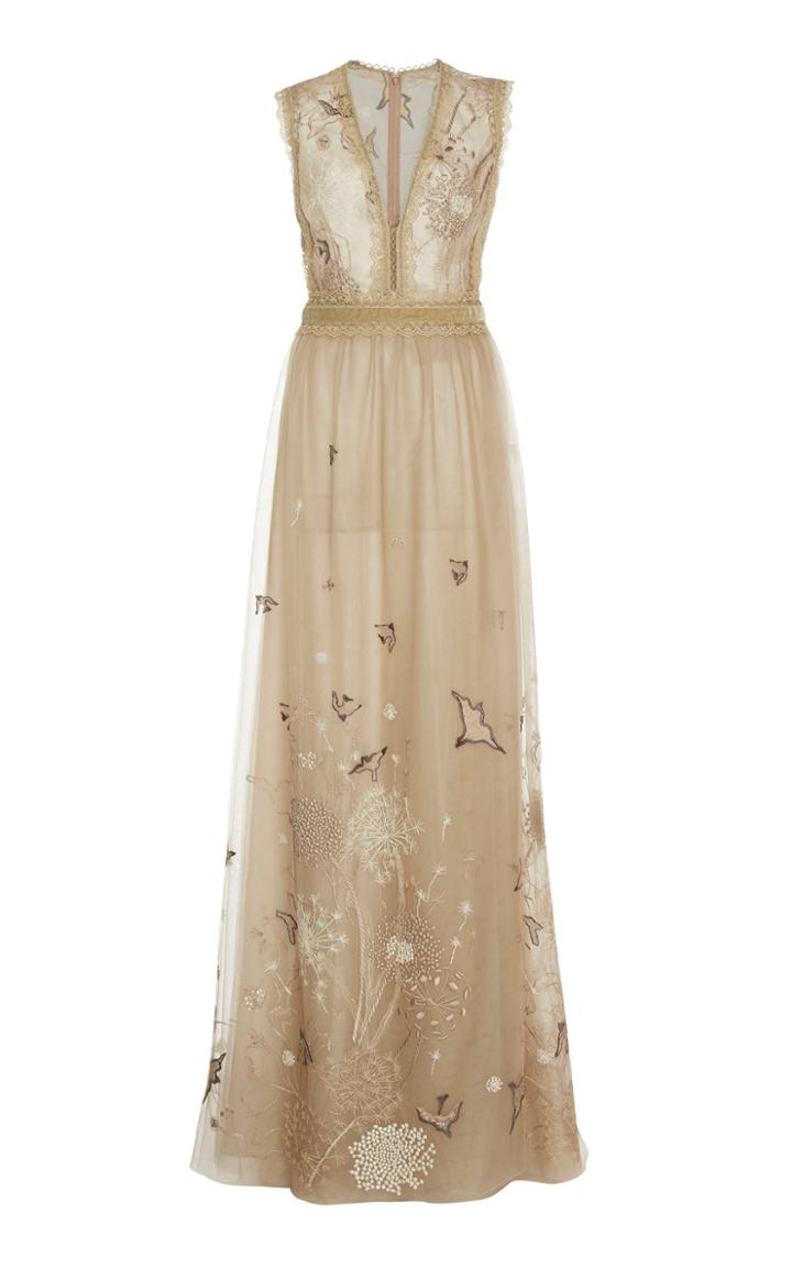 Costarellos Story-telling Embroidered Gown
