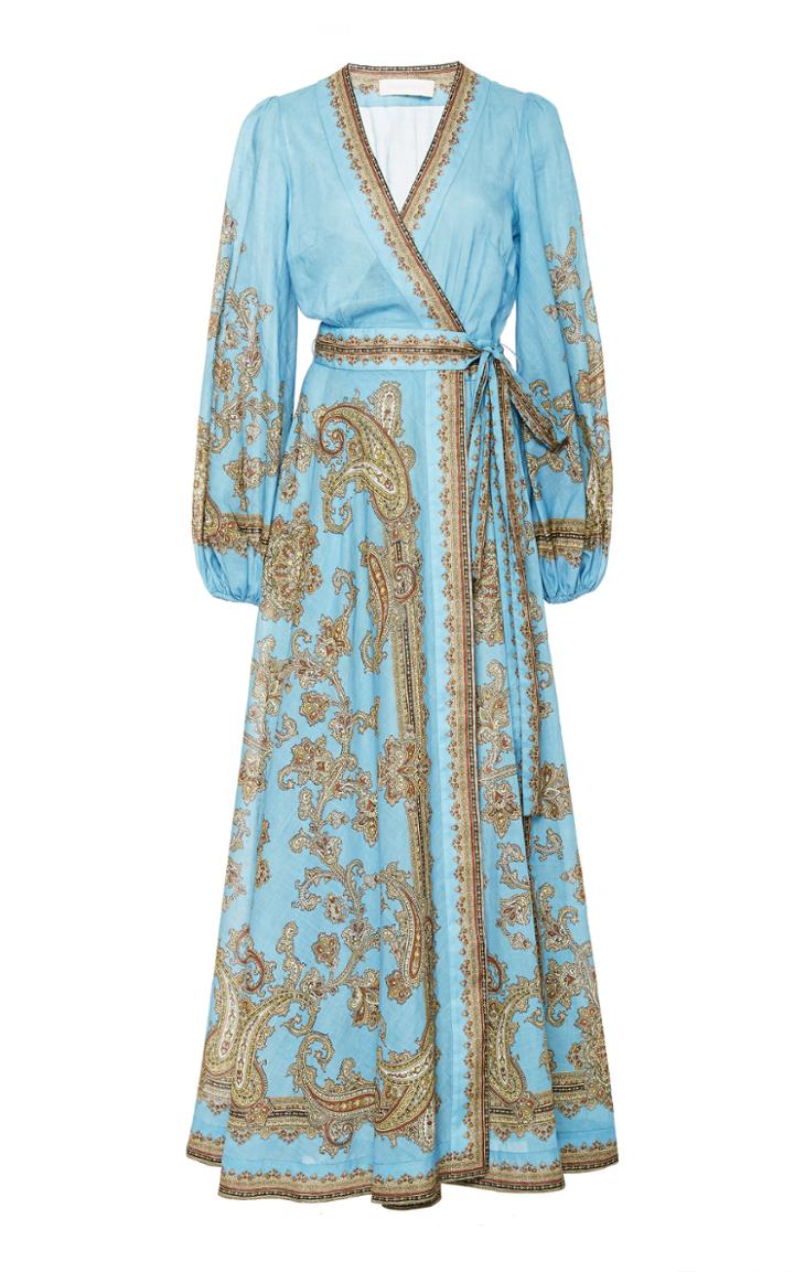 Zimmermann Fiesta Printed Cotton Maxi Wrap Dress