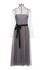 Red Valentino Embroided Pleated Tulle Maxi Dress