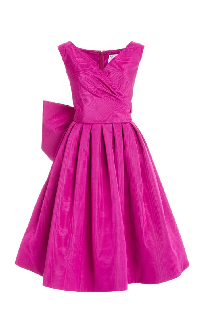 Moda Operandi Oscar De La Renta Bow-back Cotton-blend Moir Dress