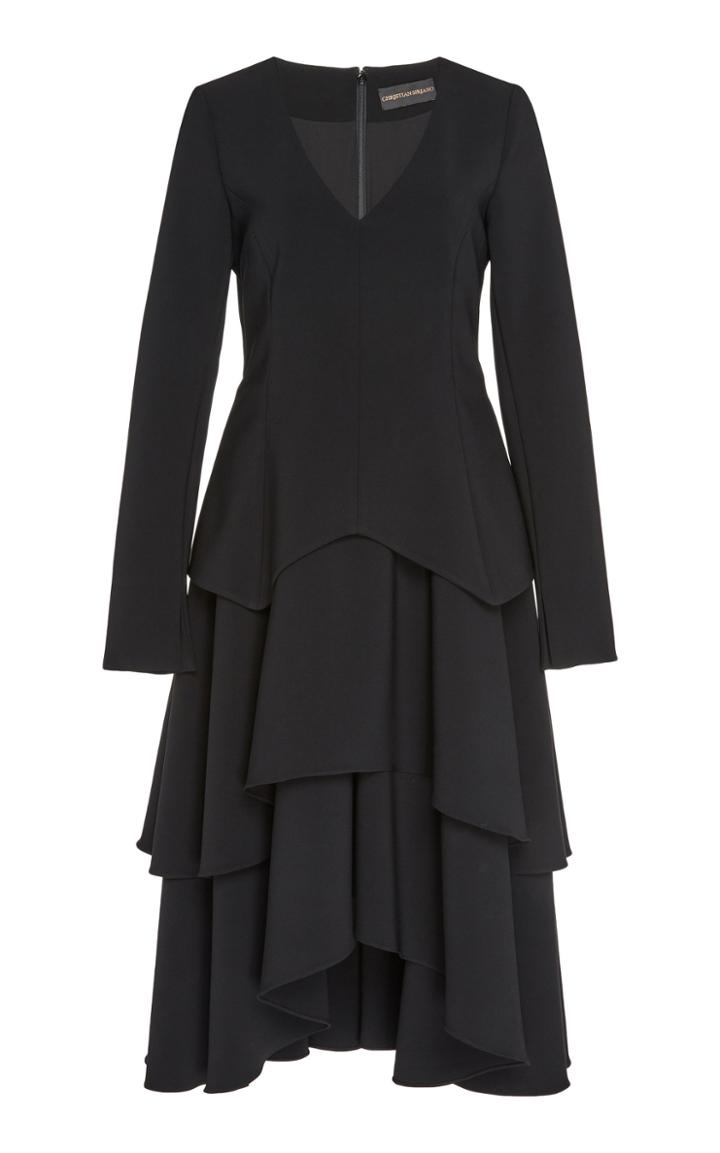 Christian Siriano Tiered Long-sleeve Dress