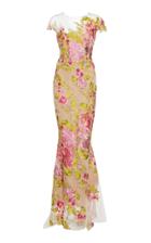 Marchesa Multi Color Floral Embroidered Gown