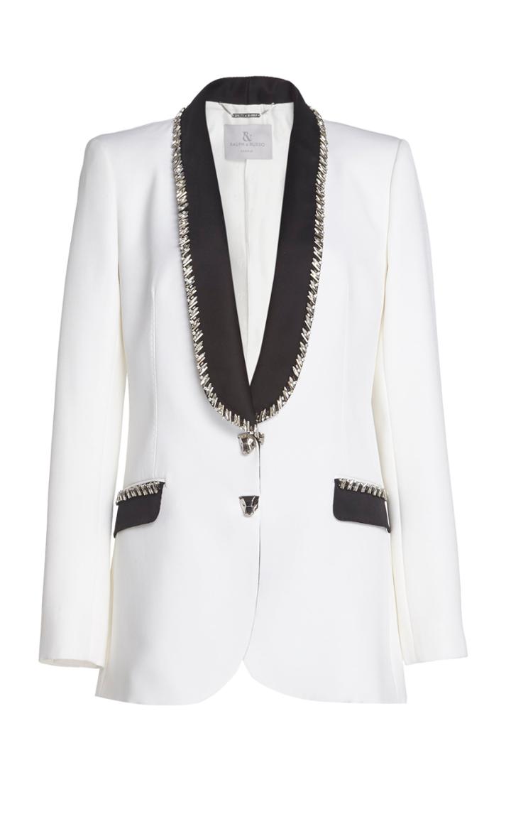 Ralph & Russo Contrast Lapel Blazer With Stud Embellishments