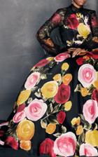 Naeem Khan Floral Turtleneck Gown