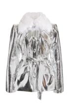 Moda Operandi Alitte Faux Fur-trimmed Metallic Jacket