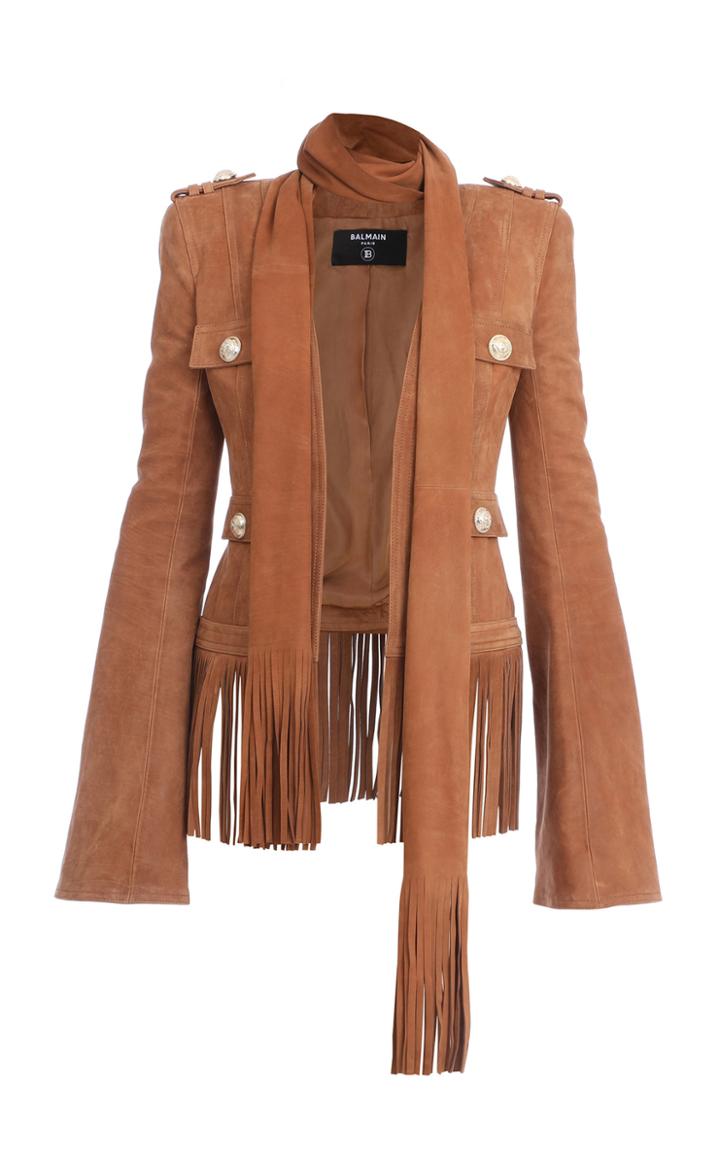 Balmain Necktie Suede Jacket