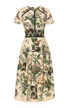 Lena Hoschek Glasshouse Velvet-trimmed Printed Stretch-cotton Midi Dress