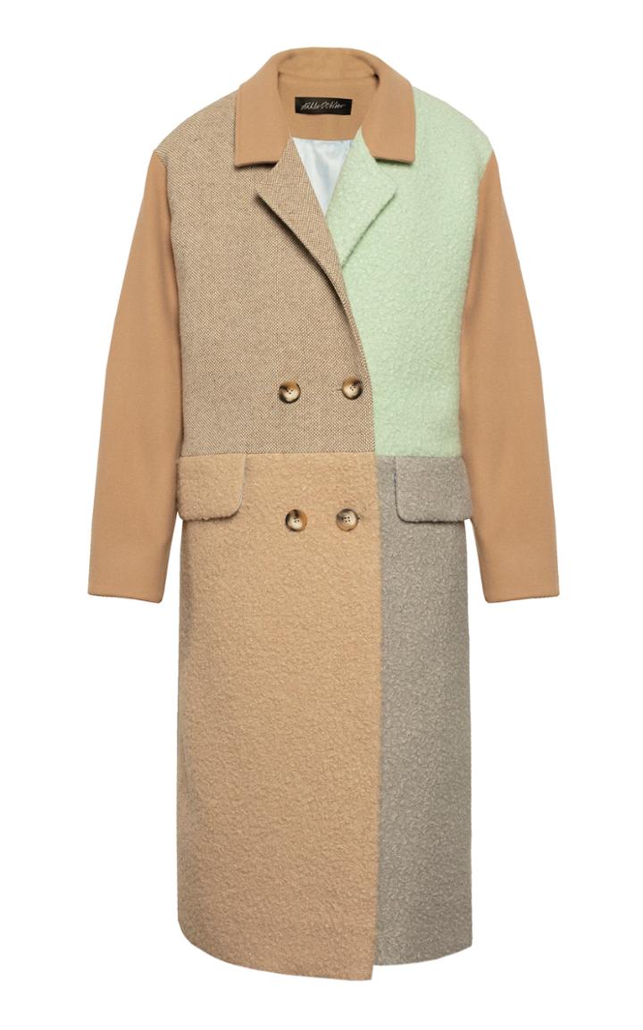 Anna October Paris Color-block Wool-blend Coat
