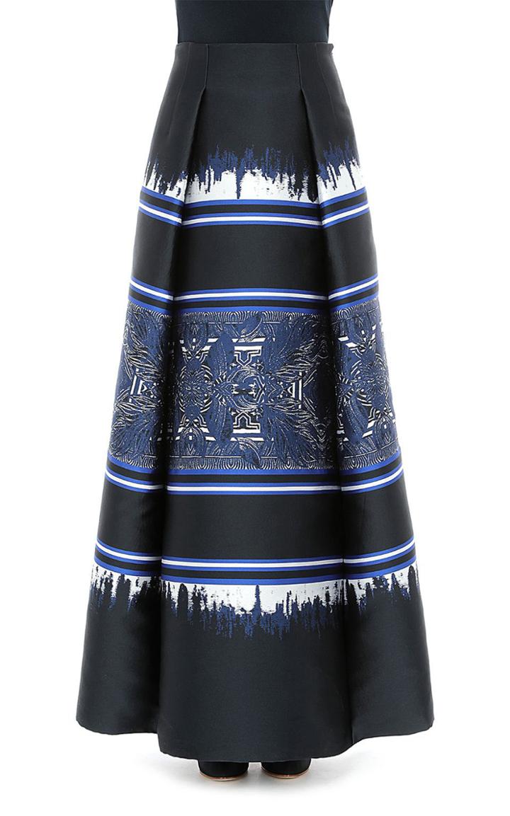 Moda Operandi Alberta Ferretti Pleated Printed Jacquard A-line Maxi Skirt