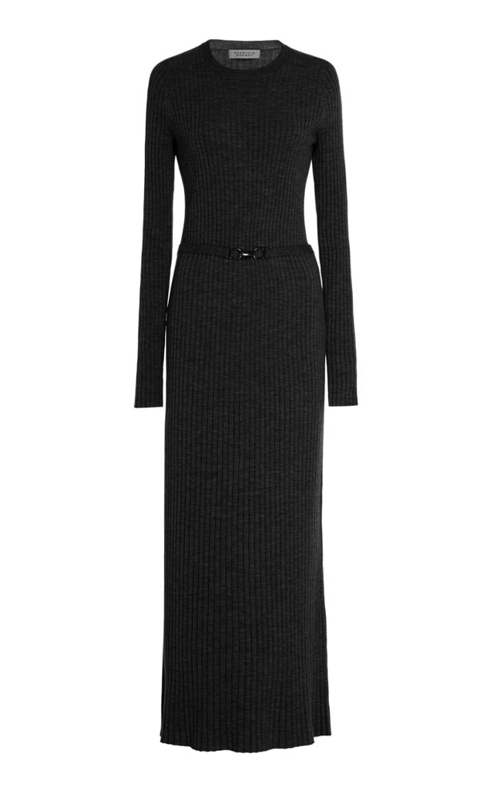Gabriela Hearst Luisa Belted Ribbed-knit Wool-blend Maxi Dress Size: X