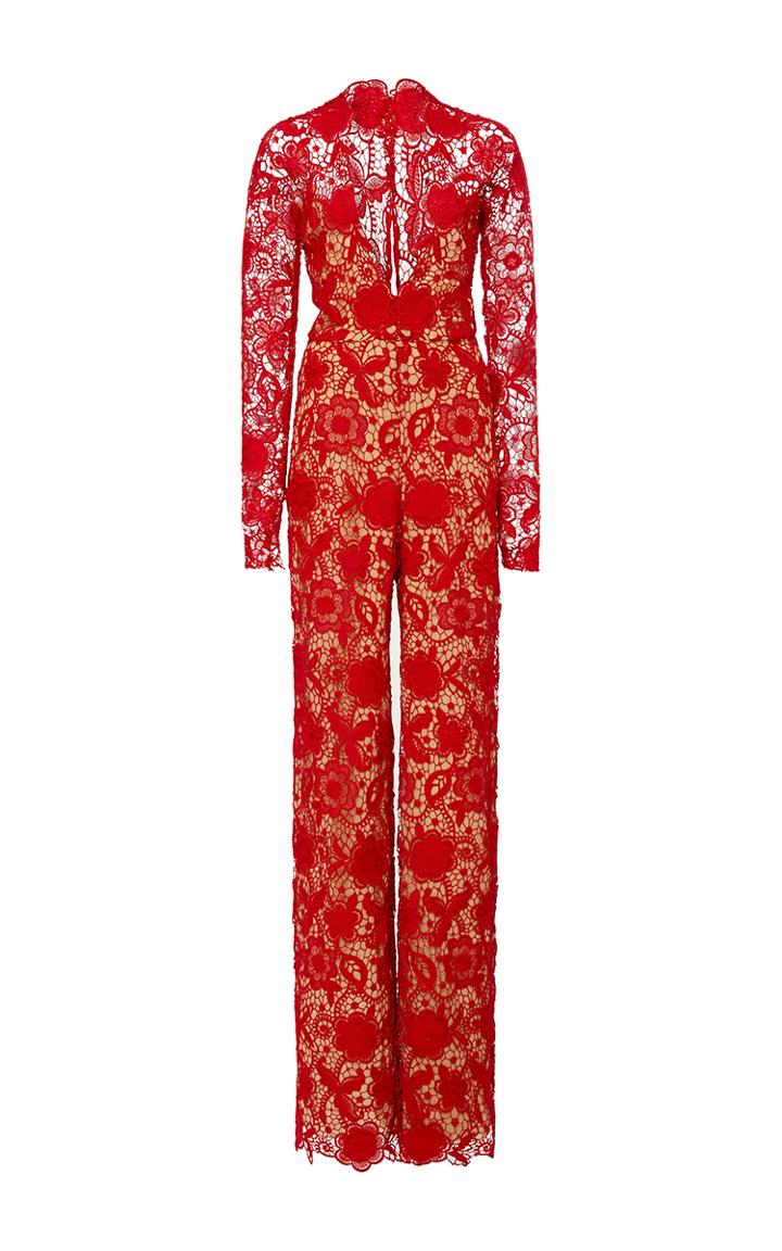 Naeem Khan V-neck Lace Jumpsuit