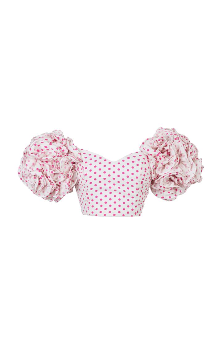 Bambah Pink Polka Ruffle Top